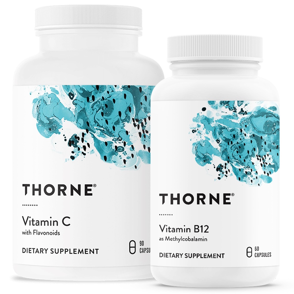THORNE - Wellness Bundle - Βιταμίνη C & B12 - Υποστηρίζει την καρδιά, το νεύρο, το ανοσοποιητικό, και την υγεία ιστών - 60 έως 90 Υπηρεσίες
