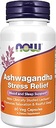 NOW Συμπληρώματα, Ashwagandha Stress Relief, Mood and Sleep Support*, με Clinically Studied Lactium®, Προωθεί την χαλάρωση και τον ξεκούραστο ύπνο*, 60 Veg Κάψουλες