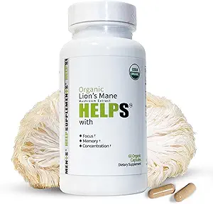 Organic Lion's Mane Mushroom Capsules | 1000mg Lions Mane Powder Extract Supplement | Dietary Herbal Supports for Focus, Memory, Digestion & Immune Health | Gluten, Soy, Milk-Free | 60 Capsules