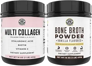 Left Coast Performance Vanilla Bone Broth και πολλαπλή σκόνη κολλαγόνου για την υποστήριξη αρθρώσεων, μαλλιών, δέρματος και νυχιών