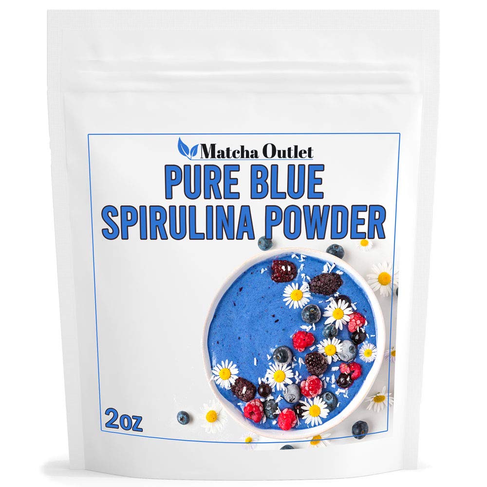 Μπλε σκόνη Spirulina καθαρό από μπλε πράσινη άλγη Μεγάλη για smoothies Ψήσιμο Vegan φυσικό χρώμα τροφίμων Phycocyanin 2 oz 57g έως 70 υπηρεσίες