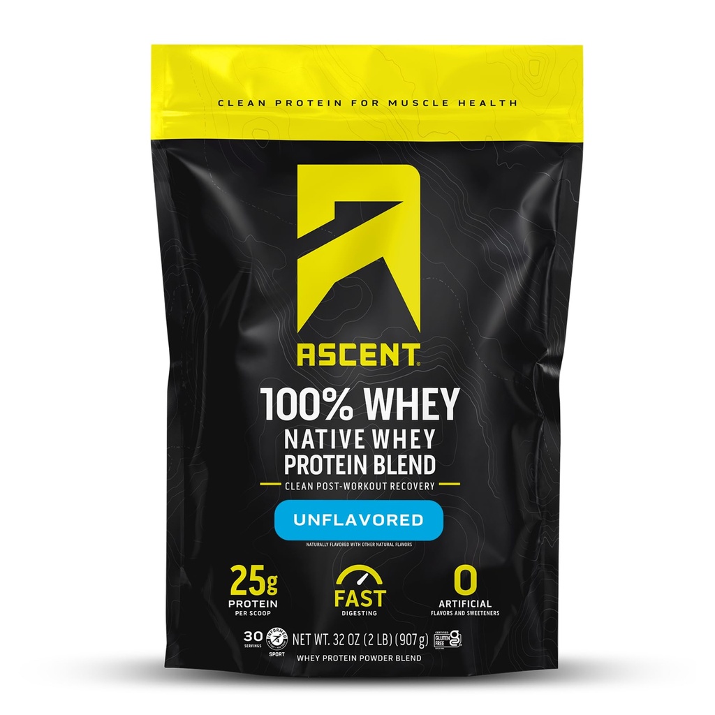 Ανύψωση 100% Whey Protein Powder - Post Workout Whey Protein Isolate, Zero Artificial Flavors & Sweeteners, Gluten Free, 5.5g BCAA, 2.6g Leucine, Χωρίς γεύση 2 lb