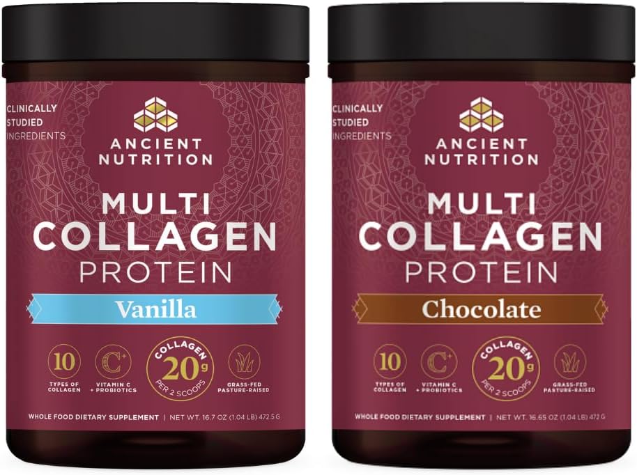 Αρχαία διατροφή Multi Collagen πρωτεΐνη σκόνη Βανίλια 45 Σερβίρει + Multi Collagegen πρωτεΐνη σκόνη σοκολάτα 45 Σερβίρει