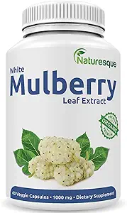 Naturesque White Mulberry Leaf Extract | 1000mg 60 Vegan Capsules | Non-GMO and Gluten Free Herbal Supplement