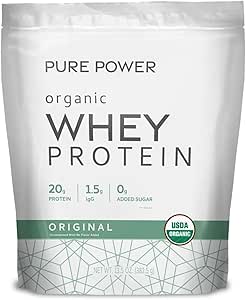 Dr. Mercola Pure Power Organic Whey Protein - 20 g Πρωτεΐνη - Υποστηρίζει την ανάπτυξη των μυών & την ενέργεια - Grass-Fed Whey συμπυκνωμένο - 15 εξυπηρετούν (20.60 oz) - αρχικός