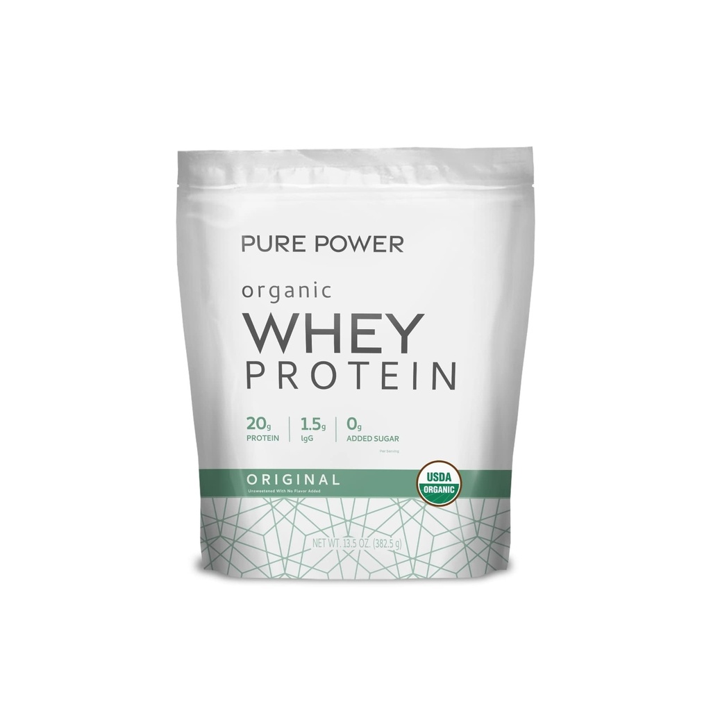 Dr. Mercola Pure Power Organic Whey Protein - 20 g Πρωτεΐνη - Υποστηρίζει την ανάπτυξη των μυών & την ενέργεια - Grass-Fed Whey συμπυκνωμένο - 15 εξυπηρετούν (20.60 oz) - αρχικός