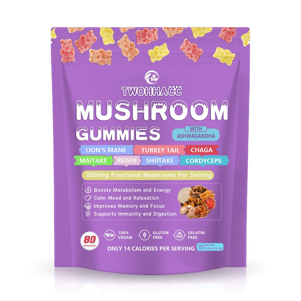 Συμπληρώματα μανιταριών με Ashwagandha και Lions Mane, Maitake, Turkey Tail, Reishi, Chaga, Shiitake, Cordyceps Nootropic Brain Supplement for Focus, Memory, Immune, support and Stress Relief