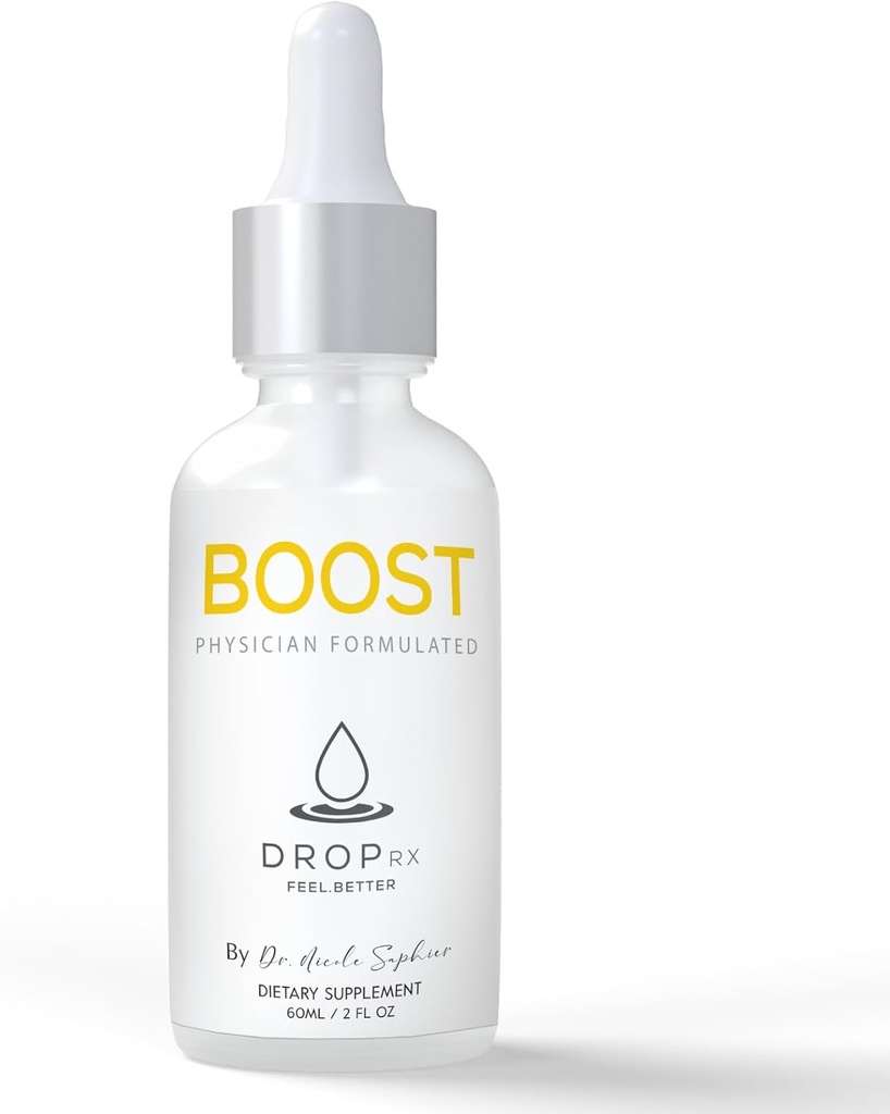 DropRx Boost by Dr. Nicole Safier – Maca Root, Ashwagandha, Lions Mane & Peppermint Leaf Extract for Vitality Support, Non-GMO, Vegan, Gluten-free, Kosher, Made in USA (2 Fl Oz)