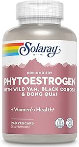 SOLARAY PhytoEstrogen Εμμηνόπαυση Συμπληρώματα με Wild Yam, Black Cohosh και Dong Quai - Phyto Estrogen Χάπια για Περιεμμηνόπαυση και Εμμηνόπαυση Υποστήριξη, Vegan, 60-Day Εγγύηση, 60 Υπηρεσίες, 240 VegCaps
