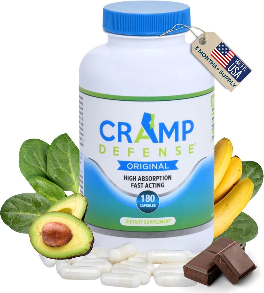 Cramp Defense® for Leg Cramps & Muscle Cramps Relief (Κατά τη διάρκεια της ημέρας & τη νύχτα.) Συμπλήρωμα μαγνησίου Made in USA. 3-6 Μήνας προσφοράς ανά φιάλη. Περιέχει Truemag® για Max Απορρόφηση. 1+ εκατομμύρια πουλήθηκαν.