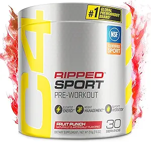 Cellucor C4 Rippped Sport Pre Workout Powder Fat Burner - NSF Certified for Sport + Sugar Free Preworkout Energy Supplement for Men & Women - 135mg καφεΐνη + απώλεια βάρους - Punch φρούτων, 30 υπηρεσίες