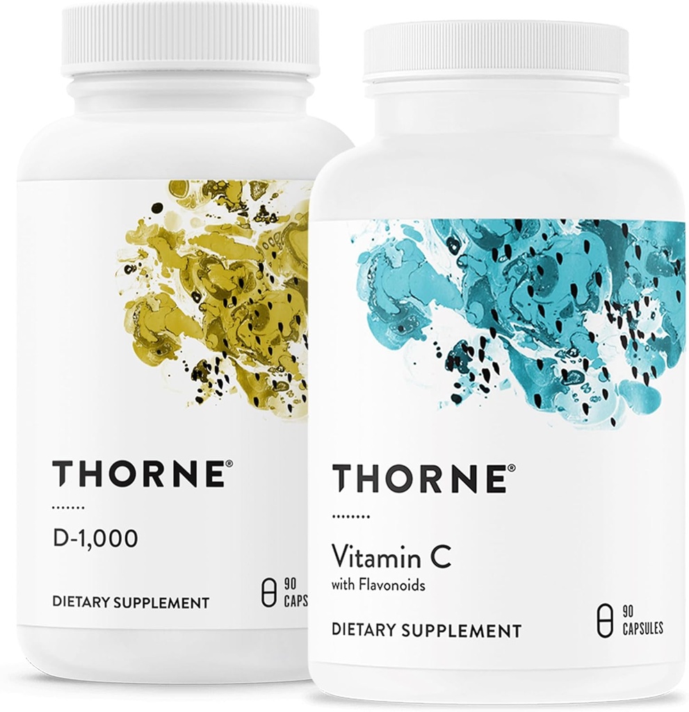 THORNE - Immune Support Combo - Vitamin D3 & Vitamin C Blend for Healthy Immune Function - 30 to 90 Servings