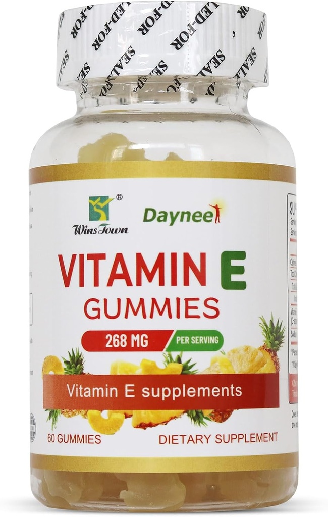 Βιταμίνη E Gummies 268mg, Νοστιμότατο, Vegan, μη-GMO, Συμπληρώματα Gummy Ενηλίκων, Ανοσοποιητικό, Δερμάτινο & Μάτι Υποστήριξη, 60 Count