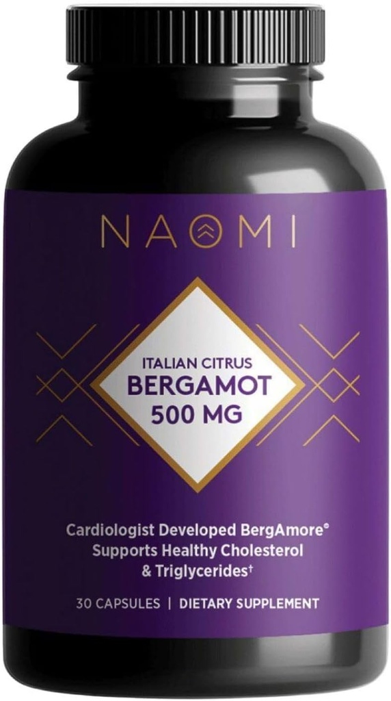 NAOMI Italian Citrus Bergamot 500mg Award-Winning Cardiologist Dvlpd to support Υγιής Χοληστερόλη & Τριγλυκερίδια Επίπεδα Ήδη σε Κανονική Σειρά, w/ 7 Key Polyphenols, Bergamot, VIT C, 30-Day Supply