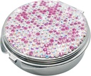 Bling Pill περίπτωση για Purse Medicine Vitamin Container Holder Pocket Pill περίπτωση Round Medicine Organizer για Βιταμίνη / Fish Oils / συμπλήρωμα Κιτ Travel Medicine (3 διαμέρισμα ροζ)