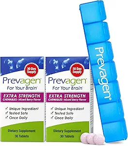 Prevagen Extra Strength Mixed Berry Chewables - 60 Tablets (2 Month Supply) | Formulated for Your Brain | 20mg of Apoaequorin Plus Vitamin D3 with 7-Day Pill Minder