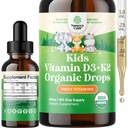 Natures Craft Kids Vitamin D3 K2 D σταγόνα - Βιολογική βιταμίνη D για παιδιά για δυνατά οστά & αρθρώσεις - Βρέφη, μωρά & Toddler Ανοσοποιητική υποστήριξη Drops Υγρό συμπλήρωμα - 60 ml Μπουκάλι