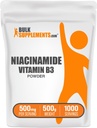 BulkSupplements.com Niacinamide Powder - Vitamin B3 Powder, Niacinamide Supplements, Niacinamide 500mg - B3 Βιταμίνες για το δέρμα, Χωρίς γλουτένη, 500mg ανά Σερβίρισμα, 500g (1.1 lbs) (Pack of 1)