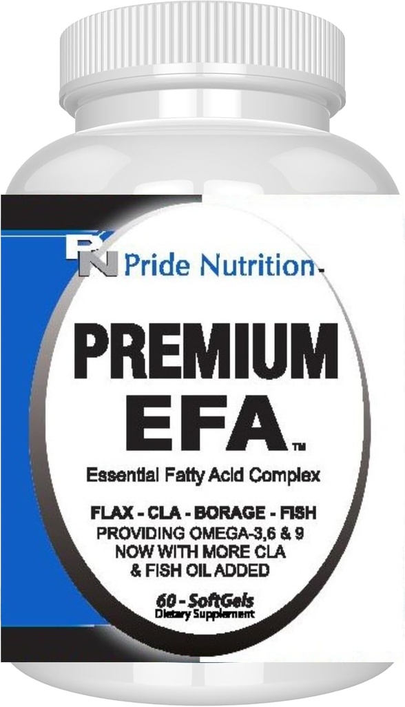 Pride Nutrition Premium EFA Omega 3-6-9 Συμπλήρωμα για άνδρες και γυναίκες 5 σε 1 - EPA, DHA, GLA, ALA & CLA Απαραίτητα λιπαρά οξέα με ιχθυέλαιο - χάπια Softgel