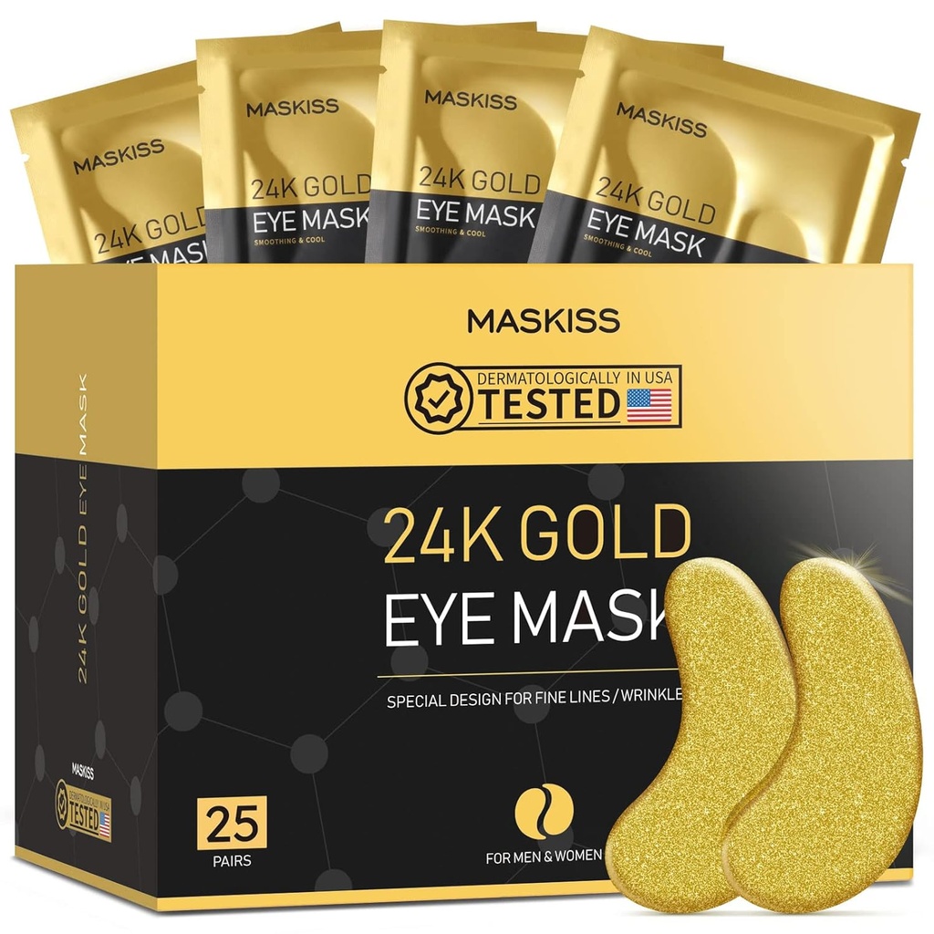 24k Gold Under Eye Patches (25 Pairs), μάσκα ματιών, Προϊόντα φροντίδας δέρματος Collagen, Eye Patches for Puffy Eyes, μάσκες ματιών για μαύρους κύκλους και πρήξιμο