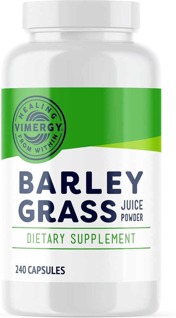 Vimergy Barley Grass Juice Capses– Καθαρό Superfood-Packed Κάψουλα – Προάγει την Καρδιαγγειακή Υγεία* – Μη ΓΤΟ, Vegan & Gluten-Free – 240 caps