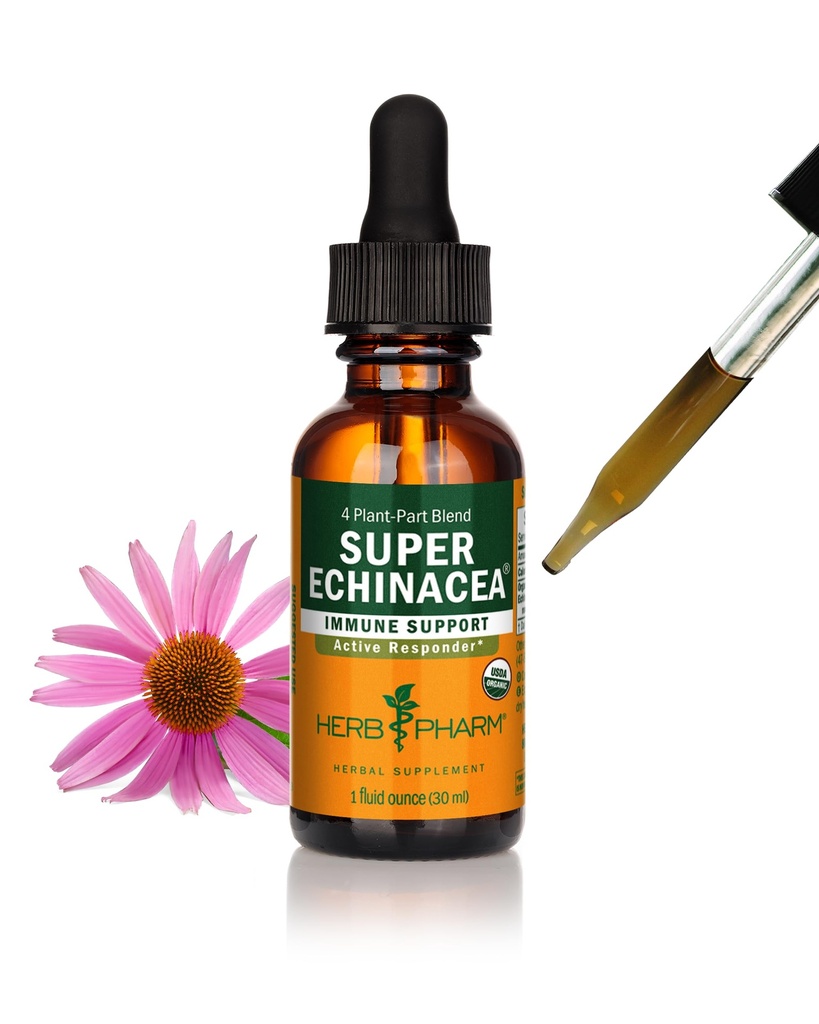 Βότανο Pharm Certified Organic Super Echinacea Liquid Extract για την υποστήριξη ενεργού ανοσοποιητικού συστήματος - 1 ουγγιά (DSUPER01)