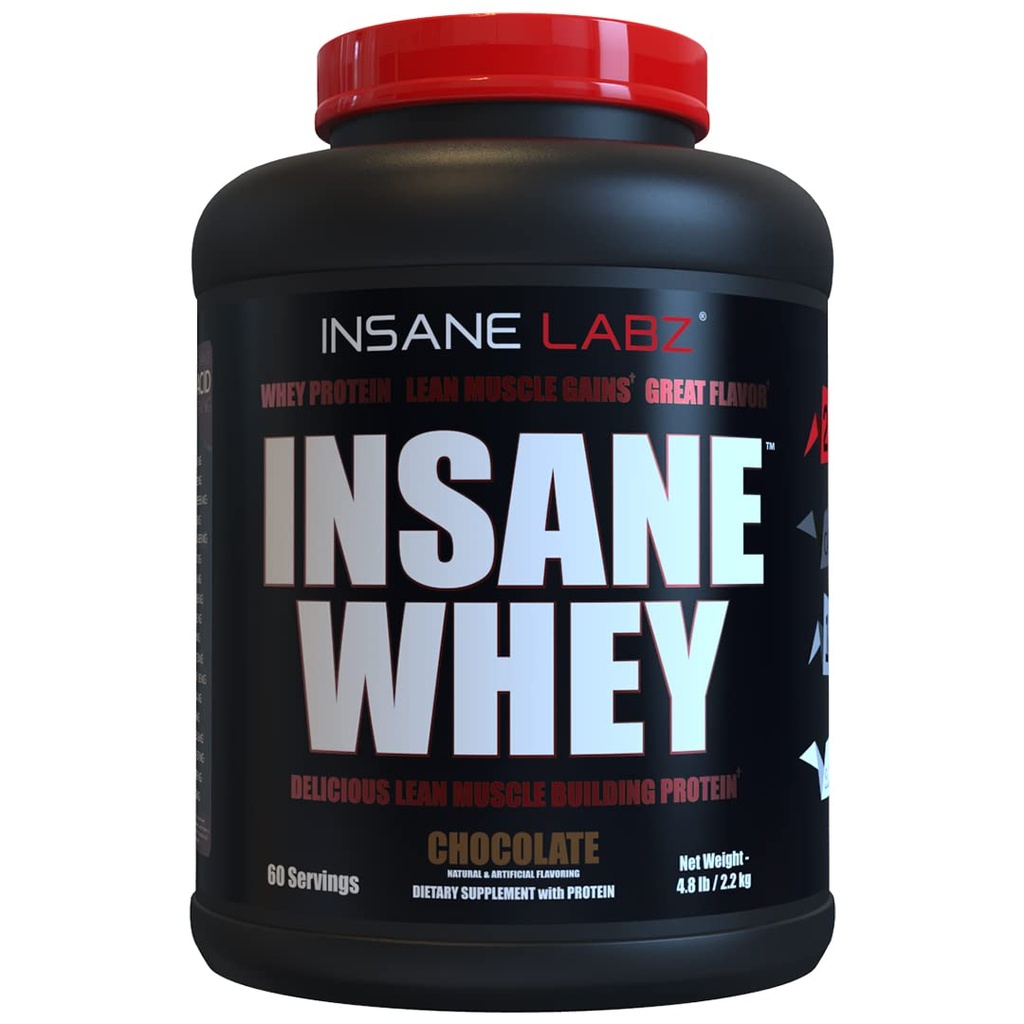 Insane Labz Insane Whey,100% Πρωτεΐνη Ορός Ορού Μυός, Post Workout, BCAA Amino Προφίλ, Μάζα Gainer, Αντικατάσταση γεύματος, 5lbs, 60 Srvgs, (Chocolate)