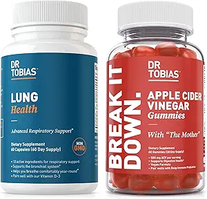 Dr. Tobias Lung Health & Apple Cider Vinegar Gummies - Υποστηρίζει Lung Cleanse & Detox Formula, υποστηρίζει την υγεία των ούλων, με τη μητέρα, Folate, B12, βιταμίνη C, Butterbur