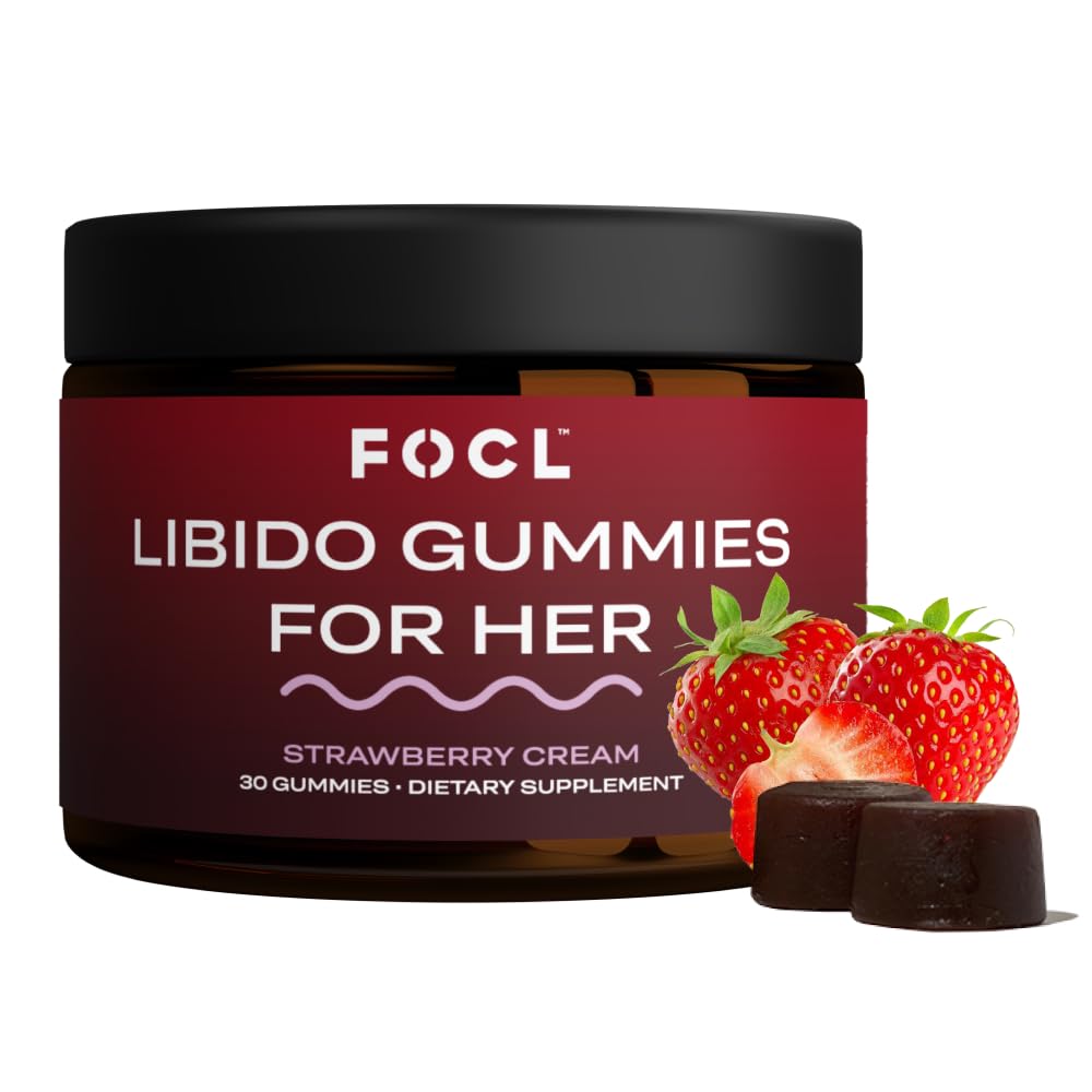 FOCL Female Libido Booster for Women - Ενισχύει την επιθυμία, την διέγερση, την ενέργεια, βοηθά στην προώθηση της ισορροπίας ορμονών - Horny Goat Weed, Fenugreek & Green Tea (30 Gummies Strawberry Cream)