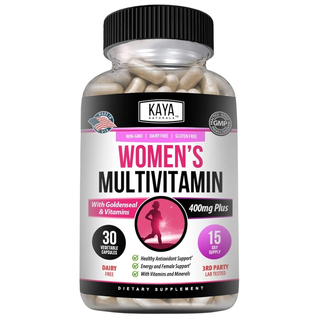 Kaya Naturals Πολυβιταμίνη των γυναικών, συνολική υγιή αντιοξειδωτικό, και ανοσοποιητική υποστήριξη, Βιταμίνες Α, D, C, E, Βιοτίνη, Φολικό οξύ, & Multi-Mineral, Ενέργεια & Μεταβολισμός Συμπλήρωμα βιταμίνης 30 Count