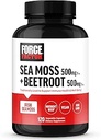 FORCE FACTOR Irish Sea Moss + Beet Root Supplement to Support Immunity, Circulation, Natural Energy, Heart Health, with Antioxidants, Non-GMO, Vegan-Friendly, Soy-Free, 120 κάψουλες λαχανικών