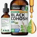 BIO KRAUTER Μαύρο Cohosh Root Βάμμα - Vegan Black Cohosh Συμπληρώματα Γυναικεία Υποστήριξη - Αλκοόλ και Ζάχαρη Δωρεάν - 2 Fl.Oz.