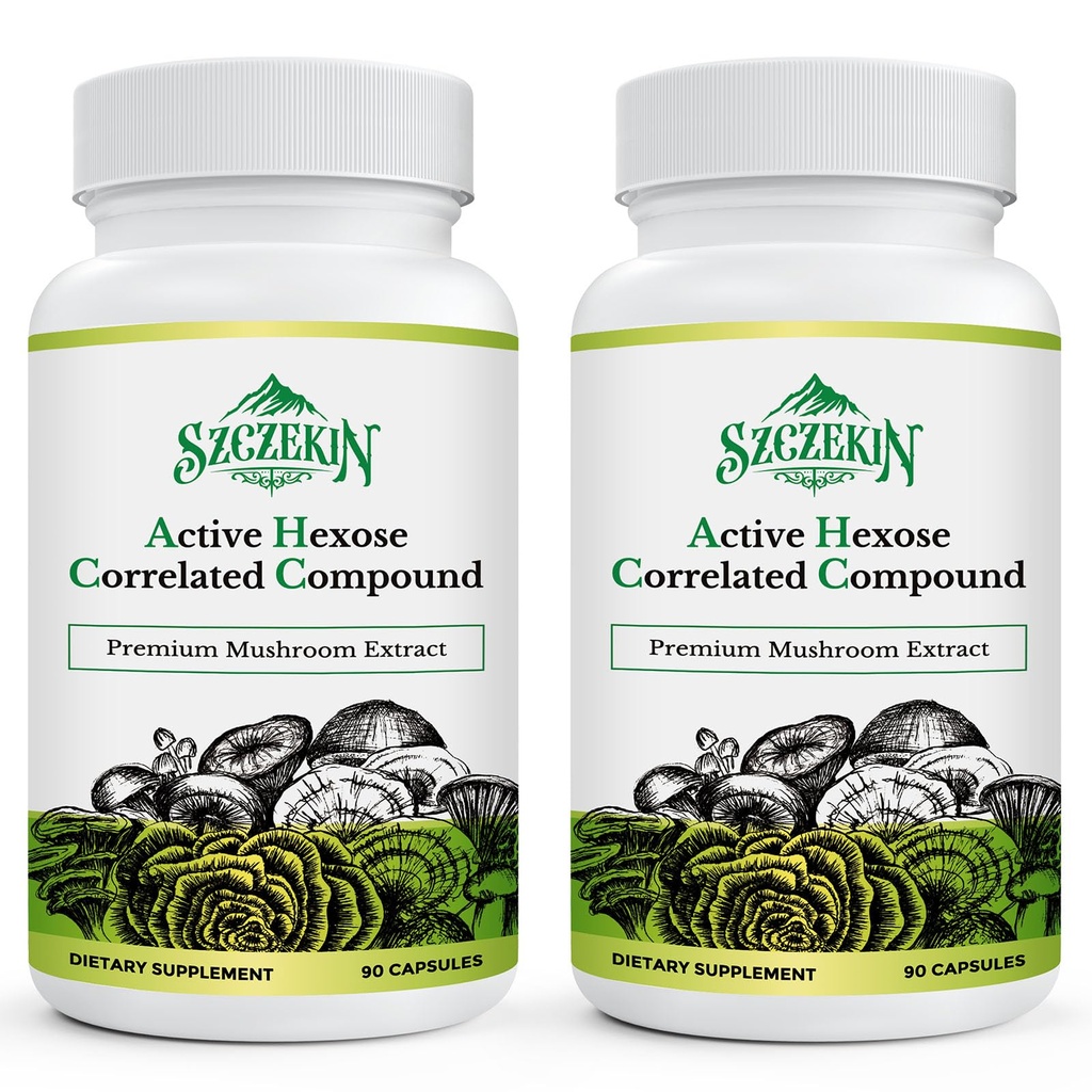Active Hexose Correlated Compound 1500 mg Supplement, Natural 8 Mushroom Extract Supplement, Immune System, Liver Function, Natural Killer and T Cells Activity, 180 κάψουλες λαχανικών