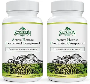 Active Hexose Correlated Compound 1500 mg Supplement, Natural 8 Mushroom Extract Supplement, Immune System, Liver Function, Natural Killer and T Cells Activity, 180 Veggie Capsules