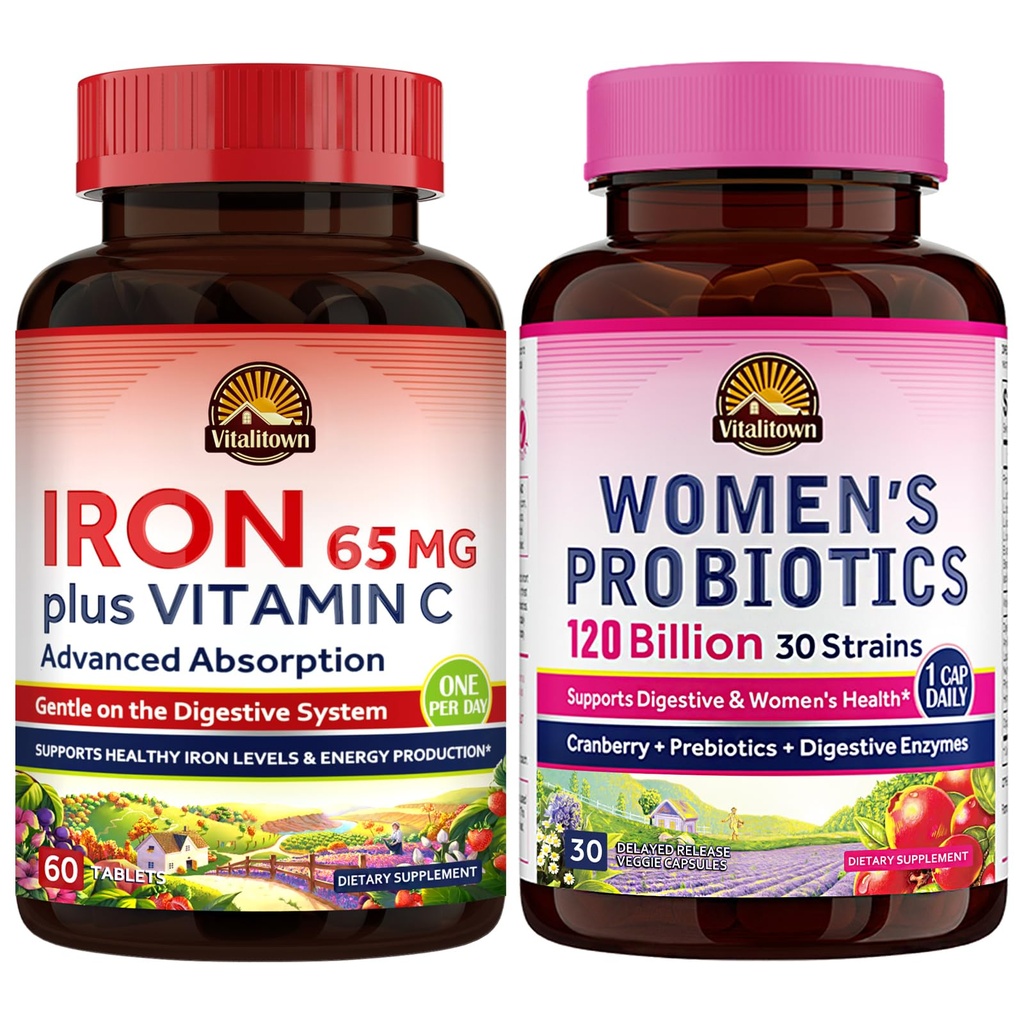 Vitalitown Women’s Probiotics & Iron Supplement Bundle