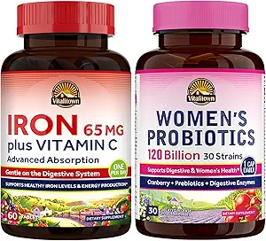 Vitalitown Women’s Probiotics & Iron Supplement Bundle