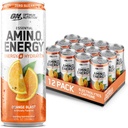 Optimum Nutrition Amino Energy Sparking Hydration Drink, Electrolytes, Caffeine, Amino Acids, BCAAs, Sugar Free, Orange Blast, 12 Fl Oz, 12 Pack (Packing May Vary)