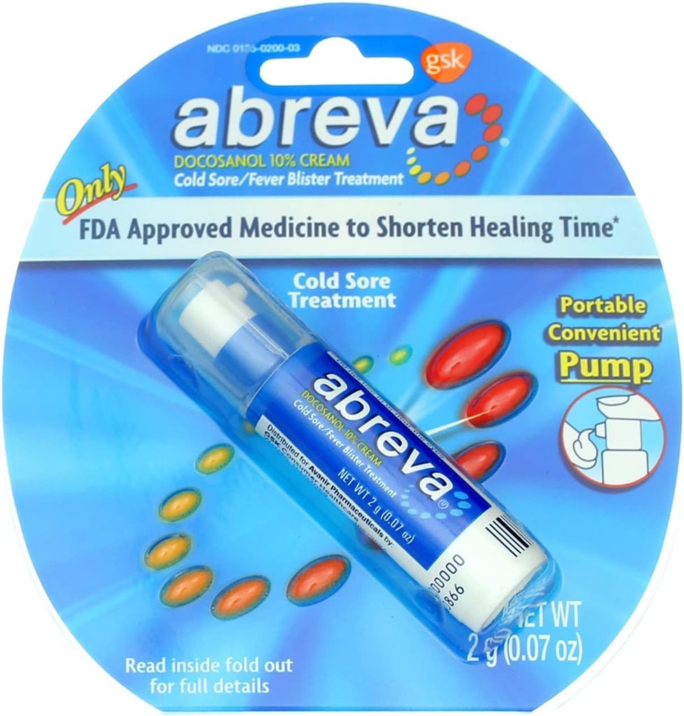 Abreva 2grm αντλία μεγέθους 1ct Abreva κρύος πόνος θεραπεία