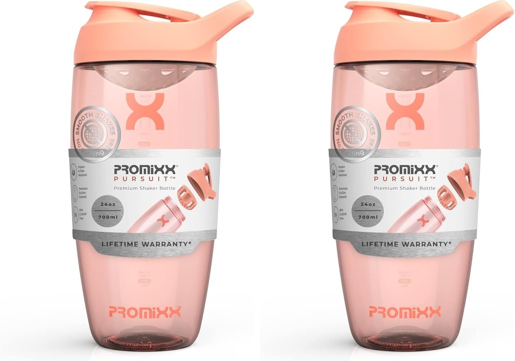 Promixx PURSUIT μπουκάλι αναδευτήρα πρωτεΐνης – Premium μπουκάλια ανακάτεμα για αναμίξεις πρωτεϊνών και συμπλήρωμα ανακινεί – Easy Clean, ανθεκτικό κύπελλο αναδευτήρα πρωτεϊνών (πακέτο του 2)