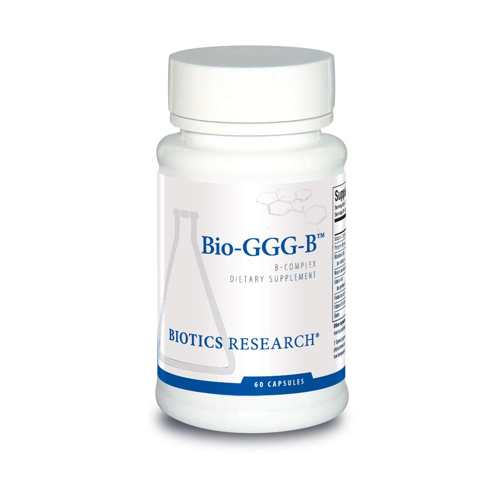 Biotics Research Bio GGG B, B Complex, Βιοχημικά ενεργοποιημένες μορφές των βιταμινών Β, Thiamin, Riboflavin, Niacin, B6, B12, Folate Produce Energy, Βελτιστοποιήστε θετική διάθεση, Καρδιοαγγειακή Υγεία 60 Καψάκιο