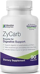Houston Enzymes ZyCarb – 120 Capsules | Professionally Formulated to Support Digestion of Starches, Carbohydrates & Sugars | Enhanced with Lactase Enzyme for Lactose Intolerance