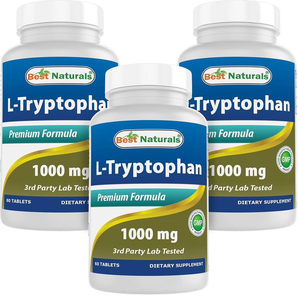 Best Naturals L- Tryptophan 1000 mg 60 δισκία (60 Count (Pack of 3))