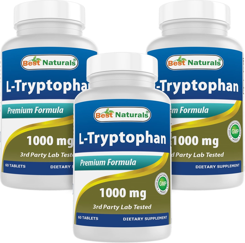 Best Naturals L- Tryptophan 1000 mg 60 δισκία (60 Count (Pack of 3))