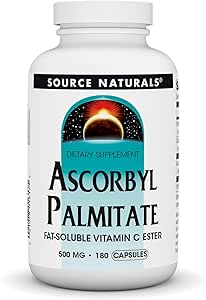 Source Naturals Ascorbyl Palmitate 500mg συμπλήρωμα λιποδιαλυτής βιταμίνης C Ester - 180 κάψουλες