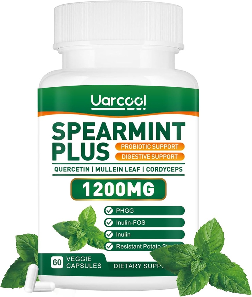Spearmint Plus συμπλήρωμα 1200mg - για Digestive, το δέρμα και το στομάχι υγεία, εναλλακτικές Spearmint Tea-USA Made & Tested - 60 Softgels