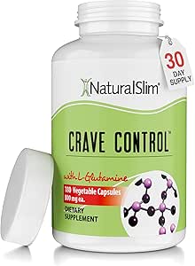 NaturalSlim Natural Appetite Suppressant - Craving Blocker Sugar & Refined Carbs Crave Control - Energy & Metabolism Booster with L Glutamine & Thiamine B1 Supplement - 180 Vegetable Capsules