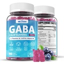 GABA Gummies 500 mg - Ζάχαρη-free Calm Gummies με L Theanine, 5-HTP, Βιταμίνες D3, B12, Ashwagandha, Μελατονίνη-Δωρεάν για Εγκεφαλική Ηρεμία, Mood, Zzz Better, GABA συμπλήρωμα για ενήλικες, Blueberry Flavor, 1Pack