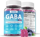 GABA Gummies 500 mg - Sugar-Free Calm Gummies with L Theanine, 5-HTP, Vitamins D3, B12, Ashwagandha, Melatonin-Free for Brain Calm, Mood, Zzz Better, GABA Supplement for Adult, Blueberry Flavor, 1Pack