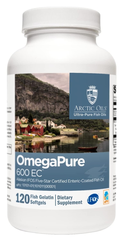 XYMOGEN OmegaPure 600 EC - International Fish Oil Πρότυπα (IFOS) Five-Star Certified Fish Oil - DHA EPA Omega-3 Συμπλήρωμα για Καρδιαγγειακό + Γνωστική Υποστήριξη (120 Softgels)