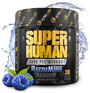 ALPHA LION Core Pre Workout w/Createine for Performance, Beta Alanine for Muscle, Powder, L-Citrulline for Pump & Tri-Source Caffeine for Continental Energy (30 Servings, Blue Raspberry Flavor)